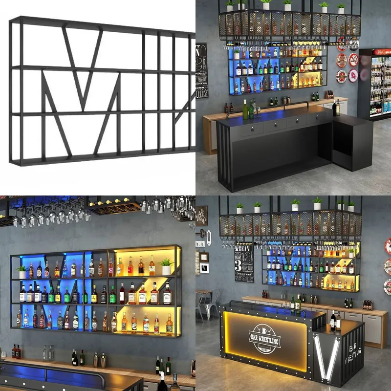 Wine & Beer Guayaquil - رف نبيذ من الحديد المطاوع مثبت